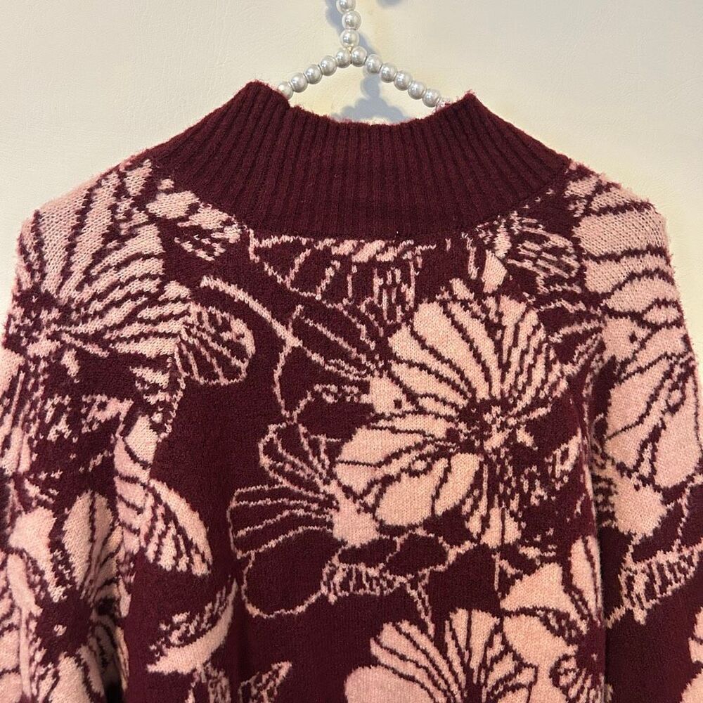 Liz Claiborne pink and maroon Floral Sweater Pull Over Women's Plus Size 2X NWT - Picture 10 of 11